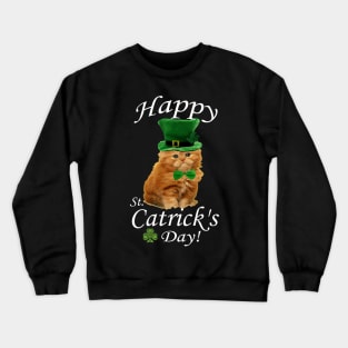 St. Patrick's Day Irish Ginger Cat With A Hat And Bow Tie Crewneck Sweatshirt